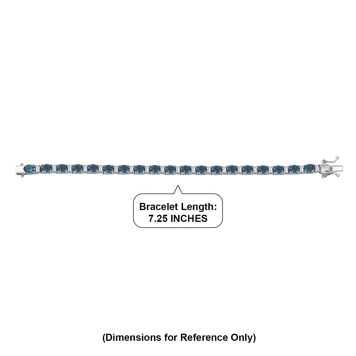 D'Joy London Blue Topaz and Moissanite 20.75 ctw Midnight Blue Tennis Bracelet in Rhodium Over Sterling Silver (7.25 In) image number 4