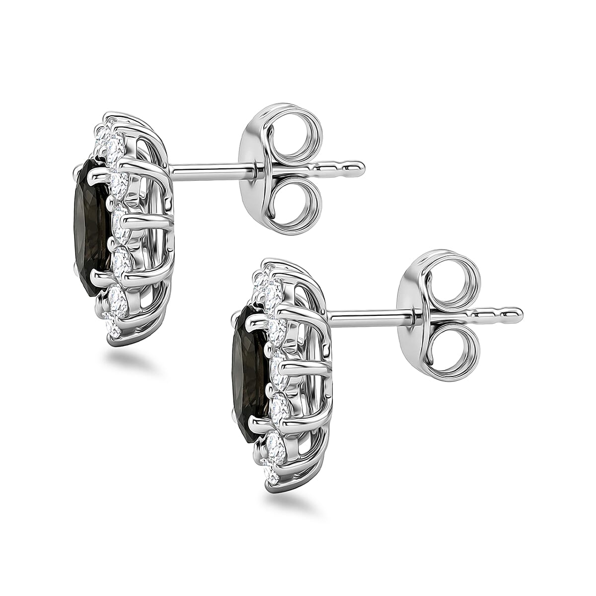 D'Joy Premium Colour Change Garnet and Moissanite 2.65 ctw Earrings in Rhodium Over Sterling Silver image number 3