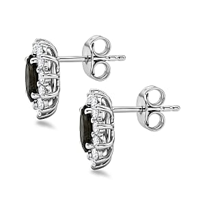 D'Joy Premium Colour Change Garnet and Moissanite 2.65 ctw Earrings in Rhodium Over Sterling Silver