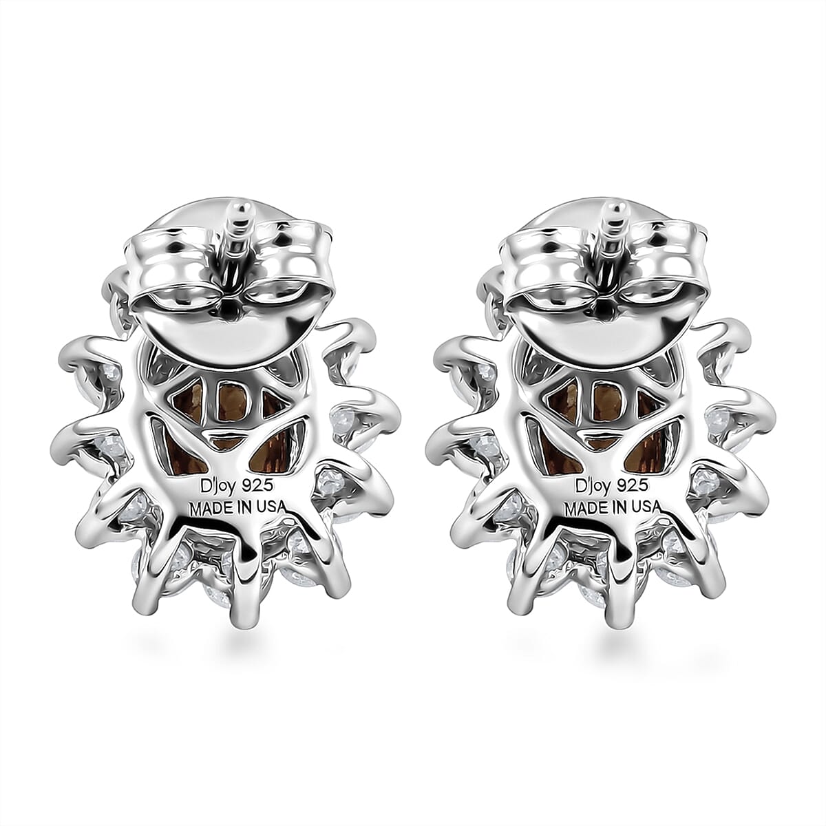 D'Joy Premium Colour Change Garnet and Moissanite 2.65 ctw Earrings in Rhodium Over Sterling Silver image number 4