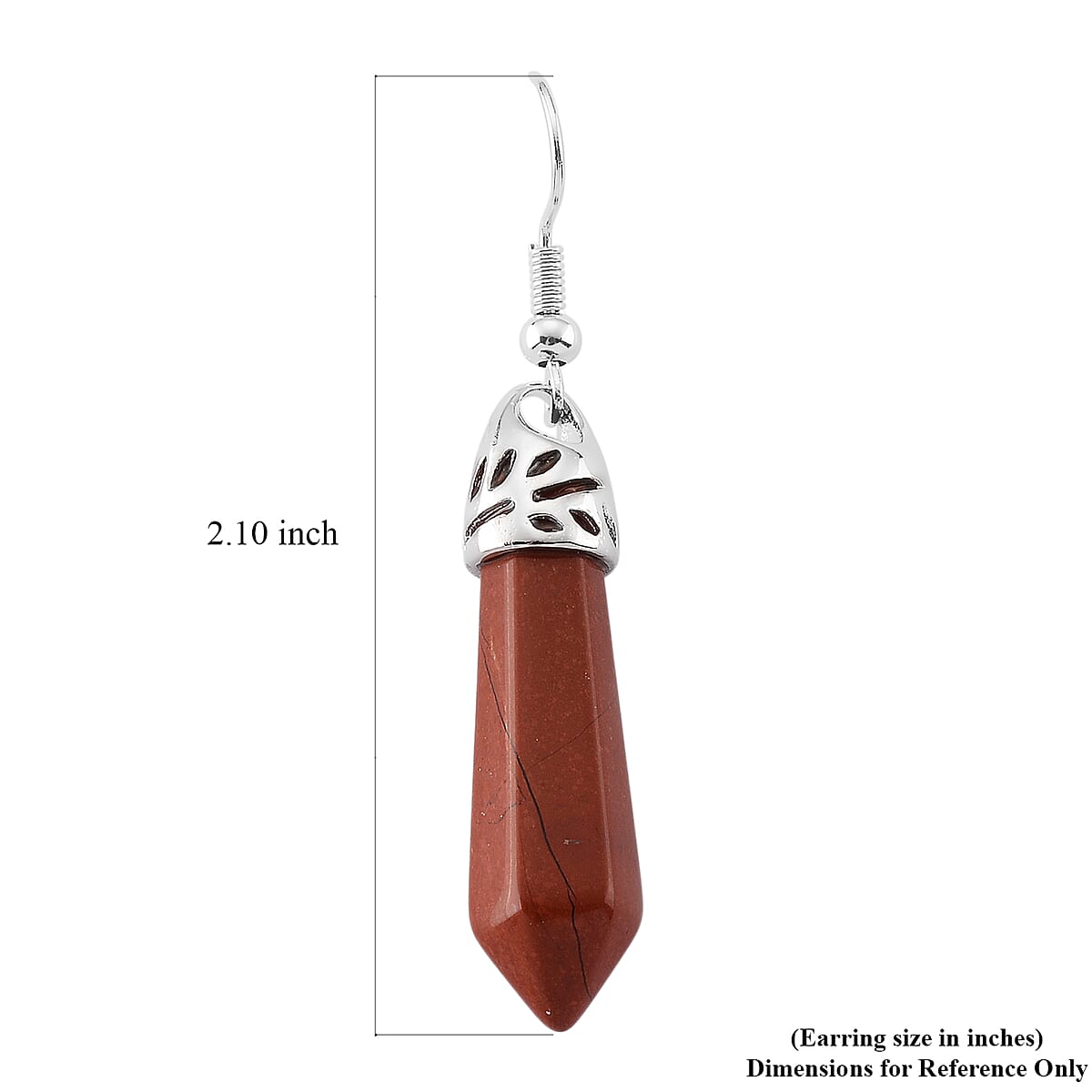 Red Jasper 25.00 ctw Point Drop Earrings in Silvertone image number 4