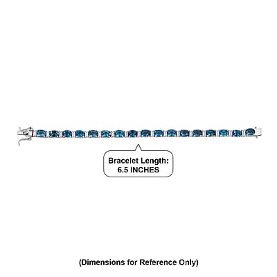 D'Joy London Blue Topaz and Moissanite 18.50 ctw Midnight Blue Tennis Bracelet in Rhodium Over Sterling Silver (6.50 In)