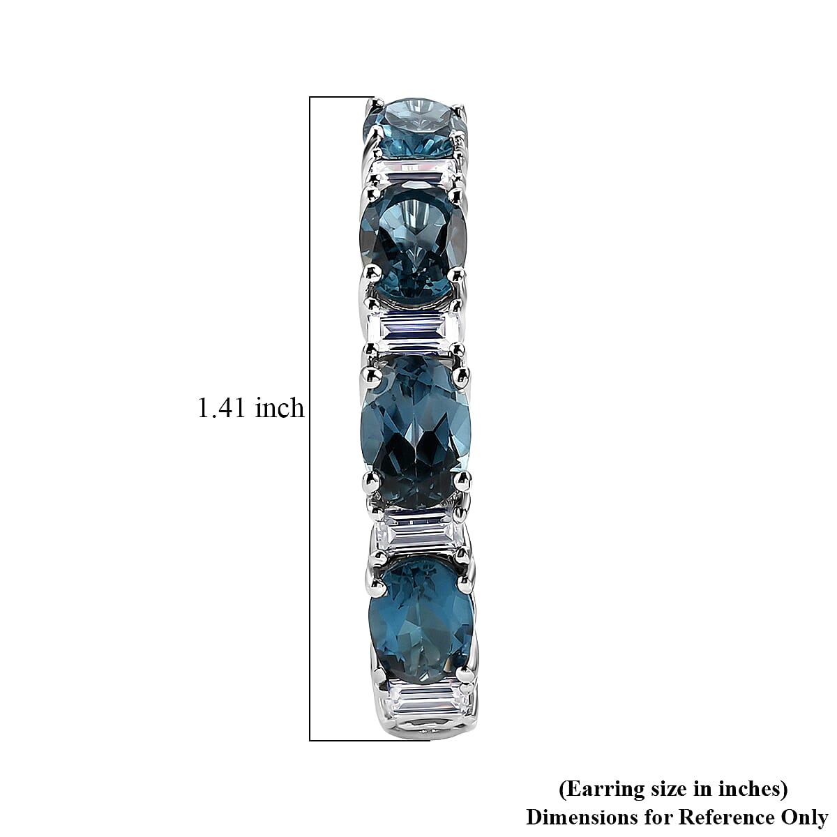 D'Joy London Blue Topaz and Moissanite 15.35 ctw Midnight Blue Hoop Earrings in Rhodium Over Sterling Silver image number 4