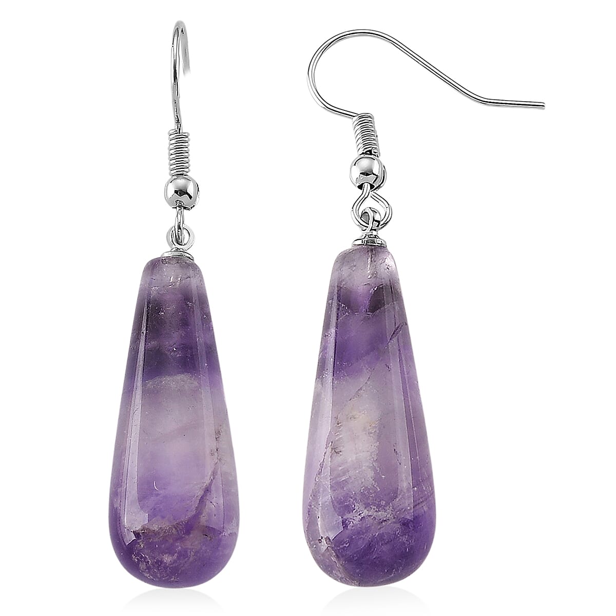 African Amethyst 30.00 ctw Earrings in Silvertone