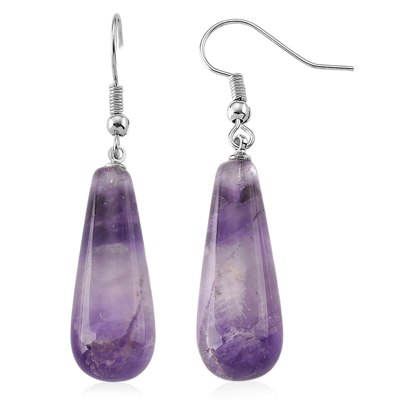 African Amethyst 30.00 ctw Earrings in Silvertone