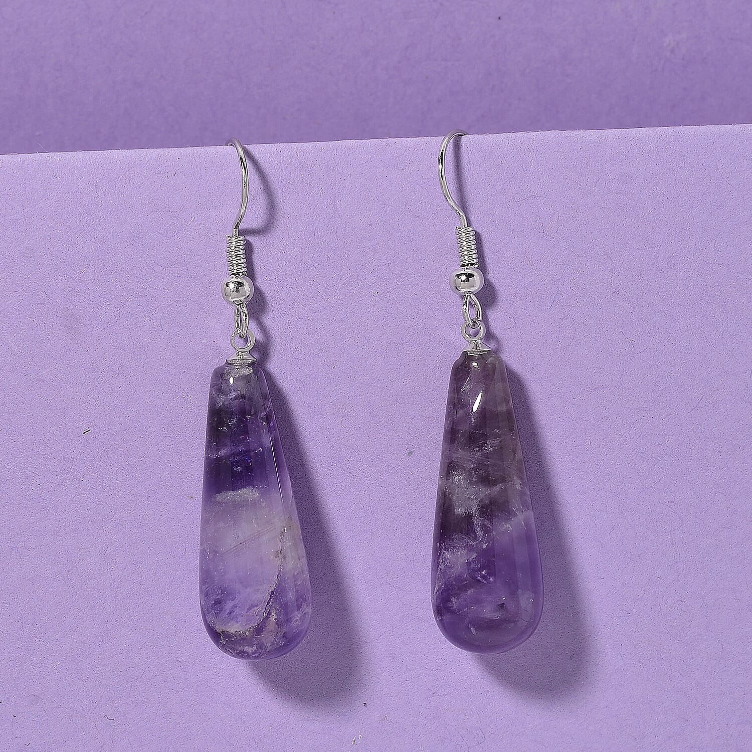 African Amethyst 30.00 ctw Earrings in Silvertone
