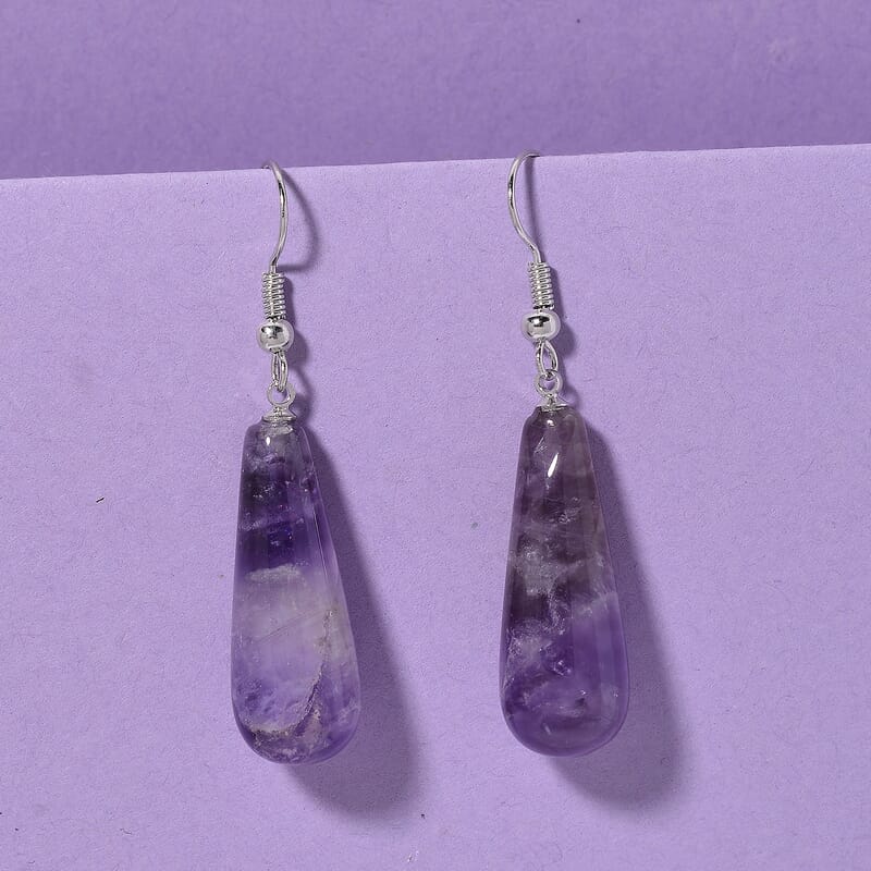 African Amethyst 30.00 ctw Earrings in Silvertone