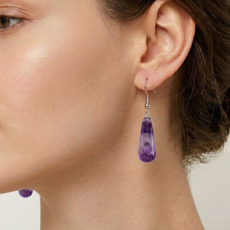 African Amethyst 30.00 ctw Earrings in Silvertone