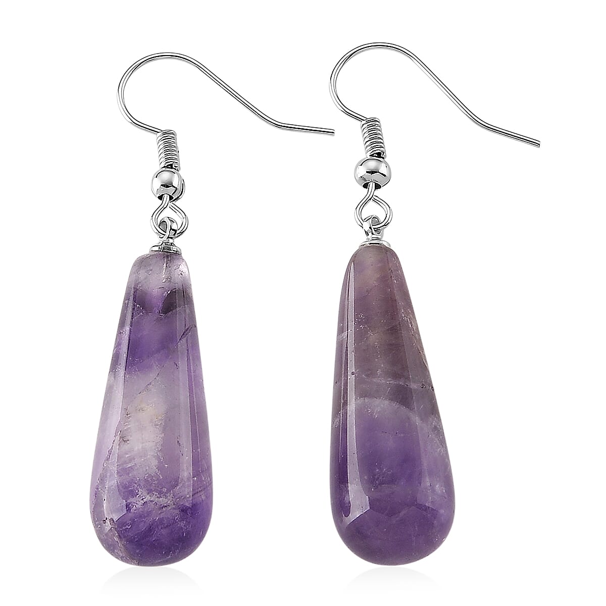 African Amethyst 30.00 ctw Earrings in Silvertone