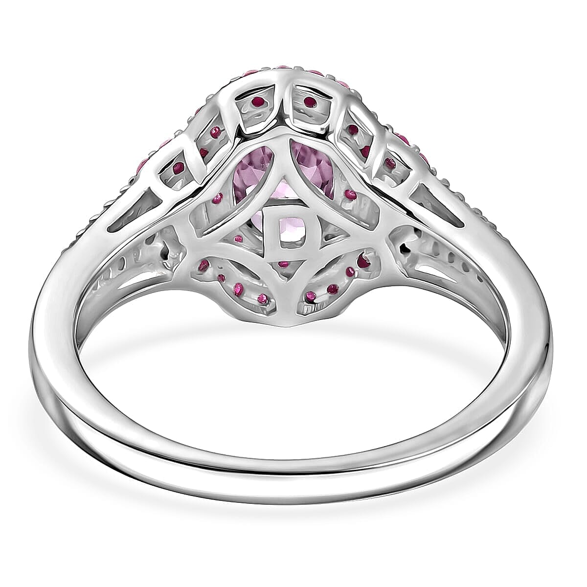 D'Joy Premium Narsipatnam Pink Spinel and Multi Gemstone 3.10 ctw Ring in Rhodium Over Sterling Silver (Size 6.0)