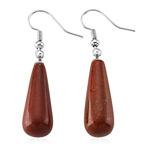 Red Jasper 30.00 ctw Earrings in Silvertone