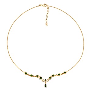 D'Joy Chrome Diopside and Moissanite 1.90 ctw Whispering Garden Necklace in 18K Vermeil Yellow Gold Over Sterling Silver 18-20 Inches