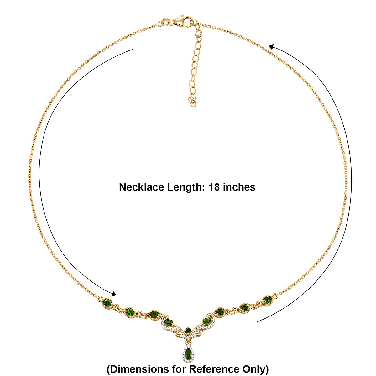 D'Joy Chrome Diopside and Moissanite 1.90 ctw Whispering Garden Necklace in 18K Vermeil Yellow Gold Over Sterling Silver 18-20 Inches image number 5