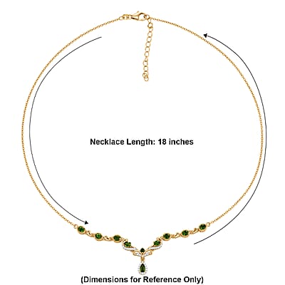 D'Joy Chrome Diopside and Moissanite 1.90 ctw Whispering Garden Necklace in 18K Vermeil Yellow Gold Over Sterling Silver 18-20 Inches