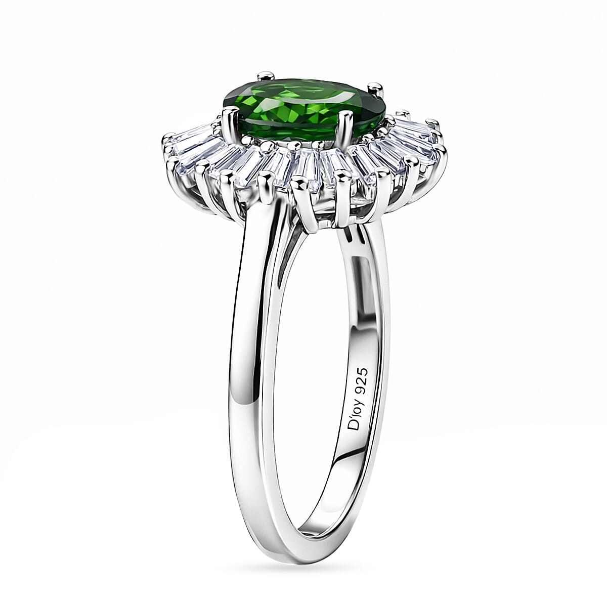 D'Joy Chrome Diopside and Moissanite 1.90 ctw Bloom Burst Ring in Rhodium Over Sterling Silver (Size 10.0) image number 3