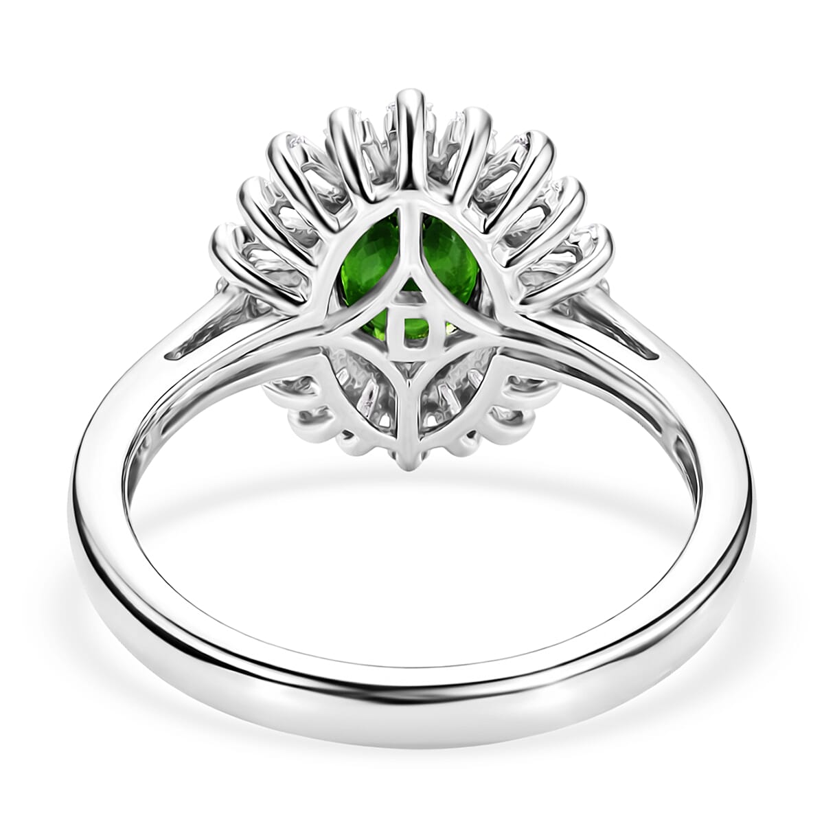 D'Joy Chrome Diopside and Moissanite 1.90 ctw Bloom Burst Ring in Rhodium Over Sterling Silver (Size 10.0) image number 4