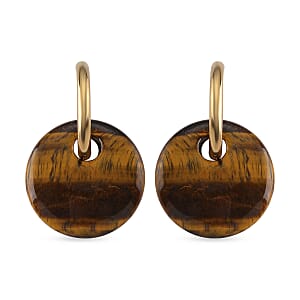 Yellow Tigers Eye 50.00 ctw Earrings in Goldtone