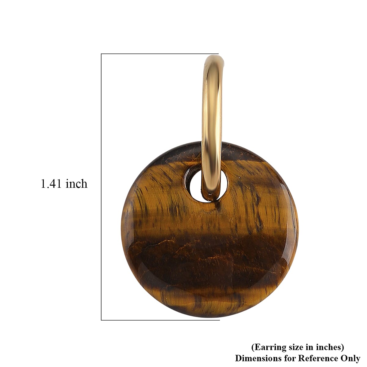 Yellow Tigers Eye 50.00 ctw Earrings in Goldtone image number 4