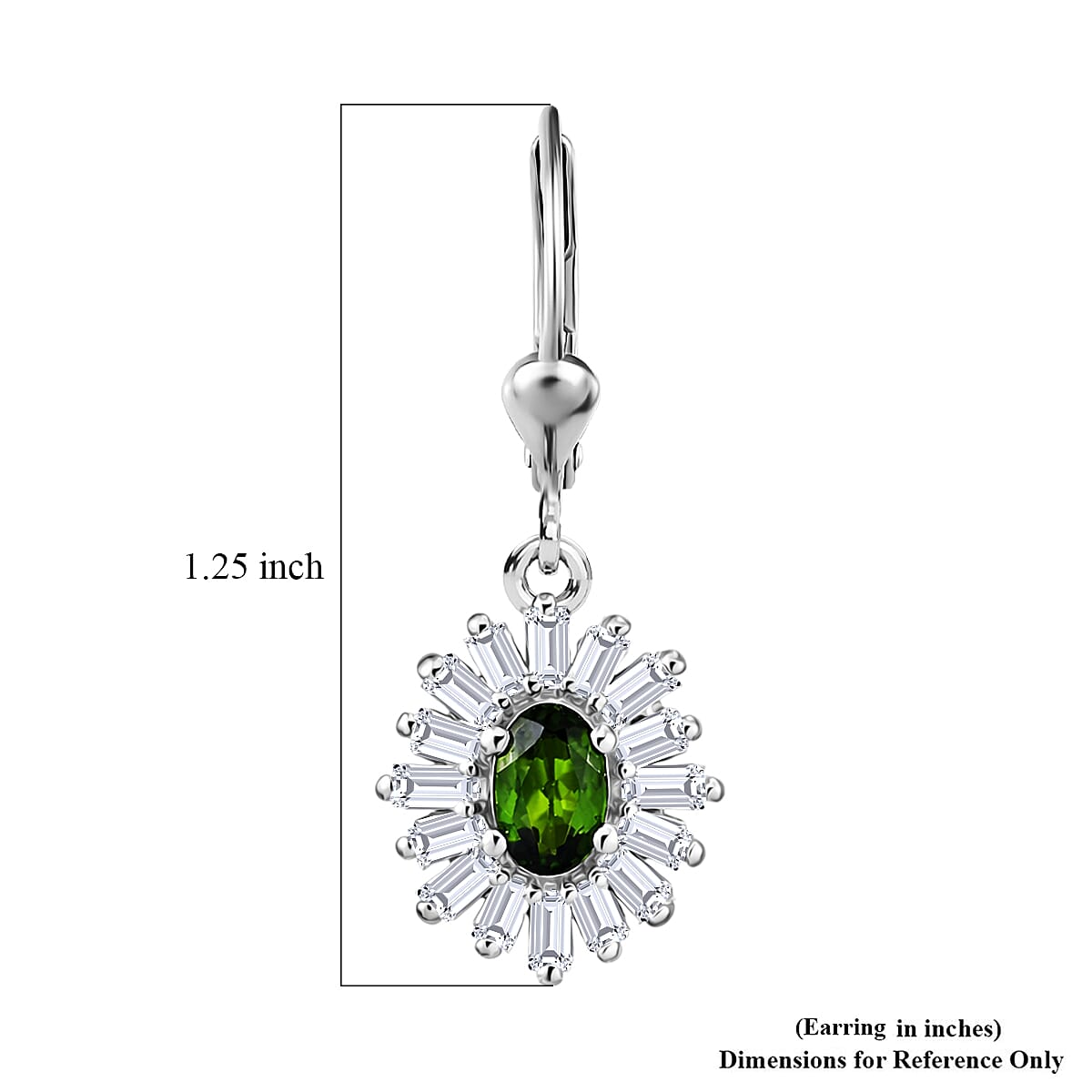 D'Joy Chrome Diopside and Moissanite 2.00 ctw Bloom Burst Earrings in Rhodium Over Sterling Silver