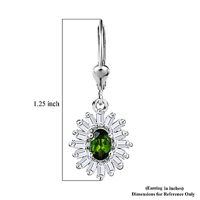 D'Joy Chrome Diopside and Moissanite 2.00 ctw Bloom Burst Earrings in Rhodium Over Sterling Silver