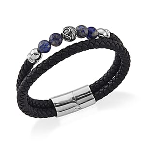 Lapis Lazuli 18.00 ctw Beaded Bracelet in Stainless Steel (8.50 In)