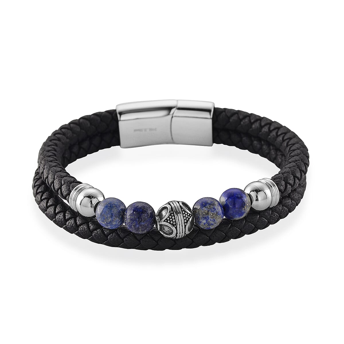 Lapis Lazuli 18.00 ctw Beaded Bracelet in Stainless Steel (8.50 In) image number 3