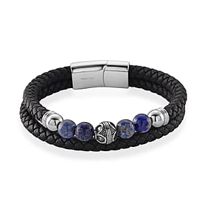 Lapis Lazuli 18.00 ctw Beaded Bracelet in Stainless Steel (8.50 In)