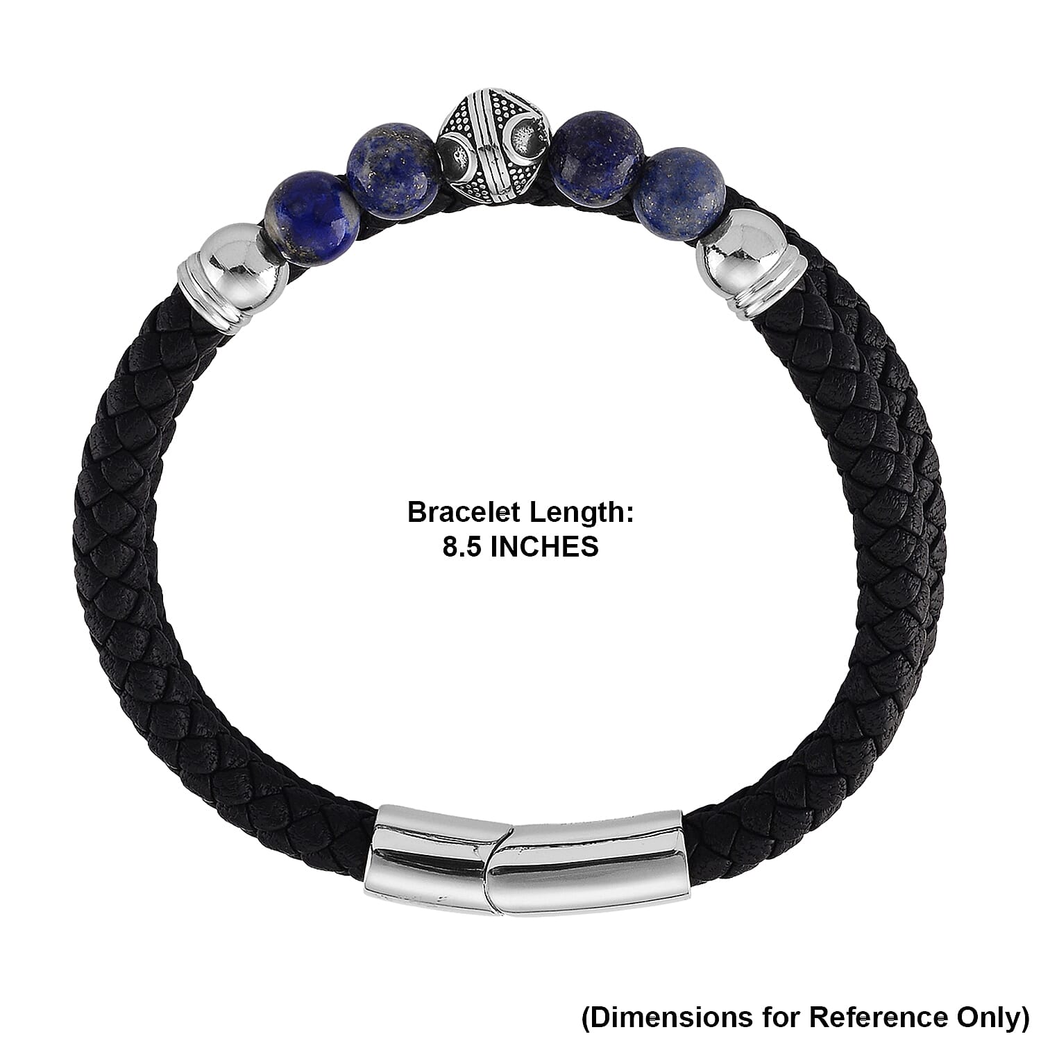 Lapis Lazuli Beaded Bracelet in Stainless Steel