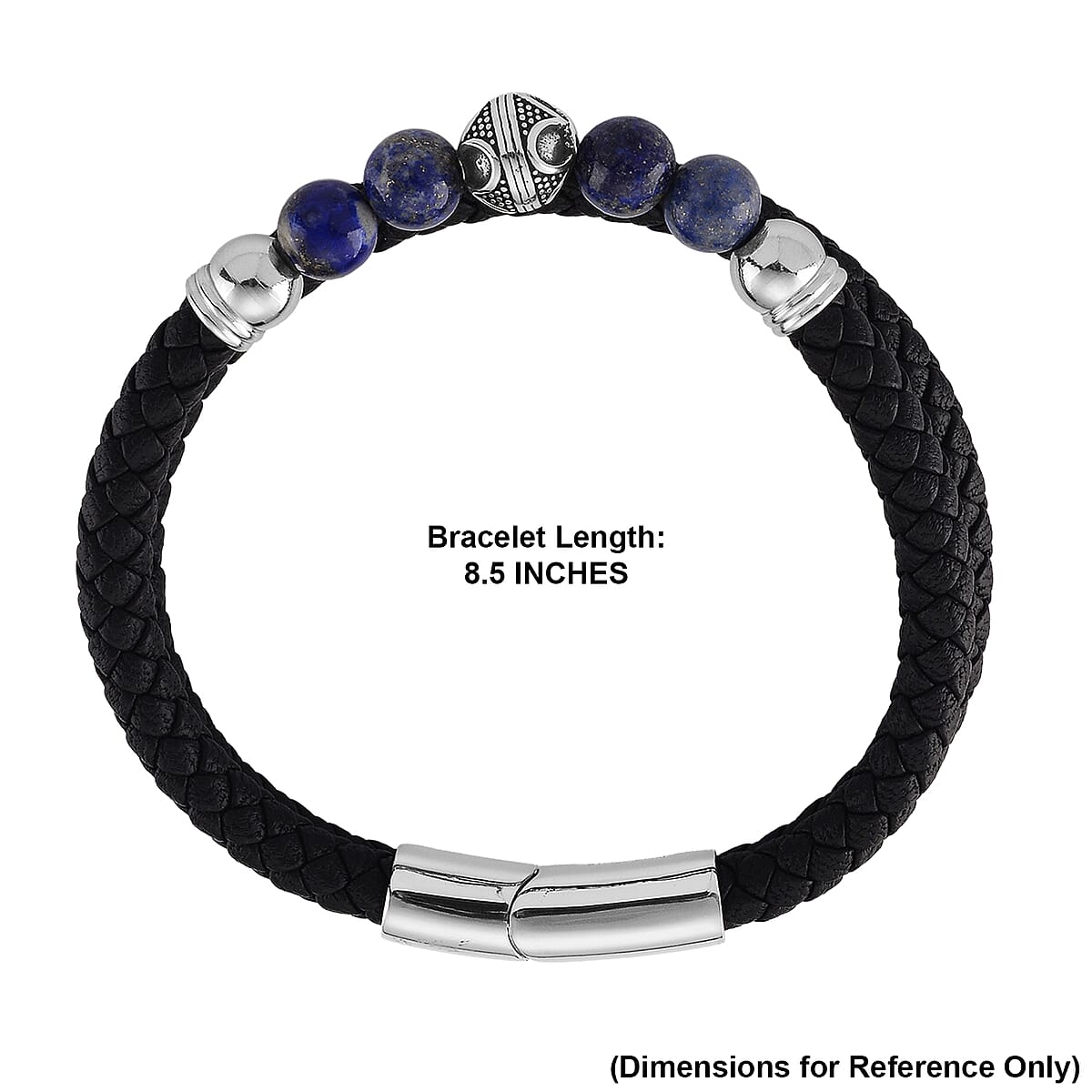 Lapis Lazuli 18.00 ctw Beaded Bracelet in Stainless Steel (8.50 In) image number 5