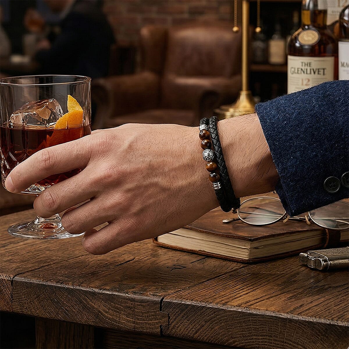 Yellow Tigers Eye 18.00 ctw Beaded Bracelet in Stainless Steel (8.50 In) image number 2