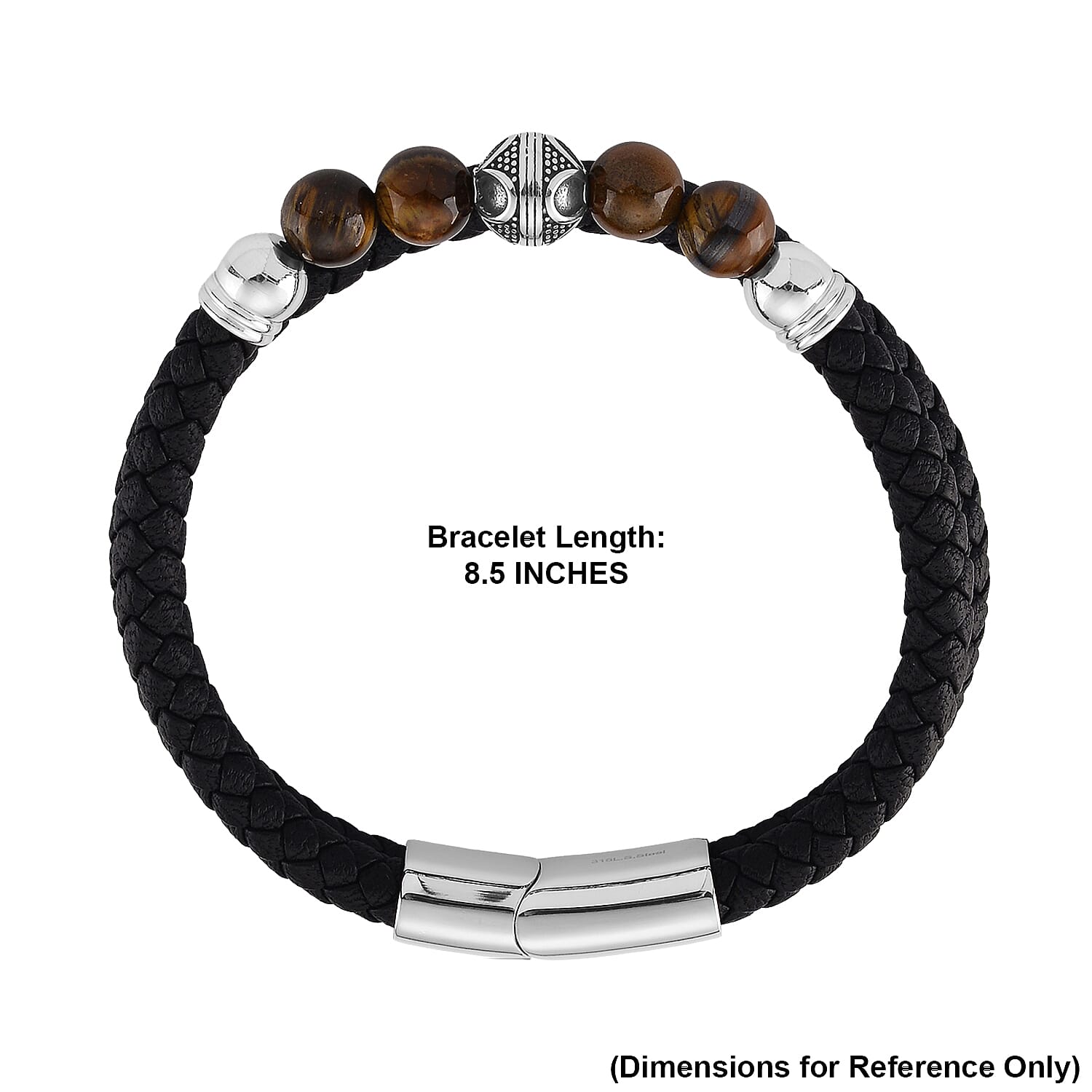 Yellow Tigers Eye 18.00 ctw Beaded Two Row Bracelet in Stainless Steel