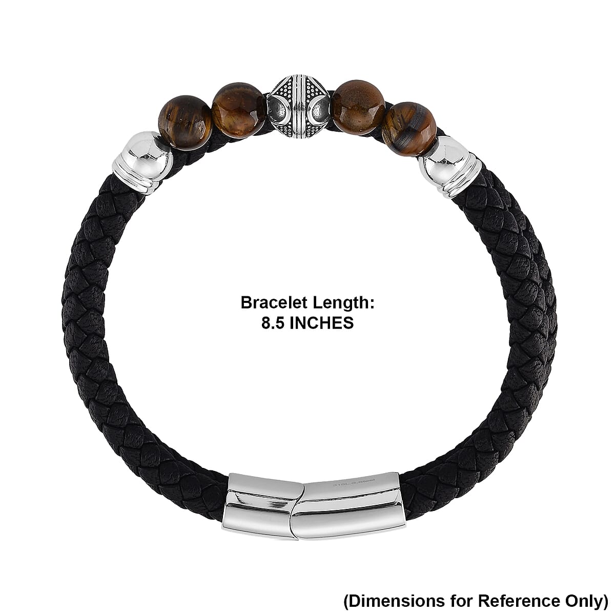 Yellow Tigers Eye 18.00 ctw Beaded Bracelet in Stainless Steel (8.50 In) image number 5