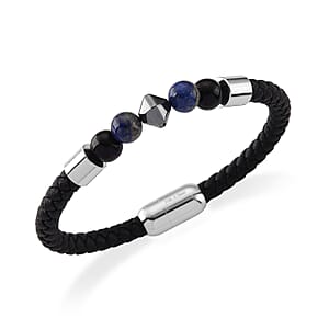 Lapis Lazuli 18.00 ctw Beaded Bracelet in Stainless Steel (8.50 In)