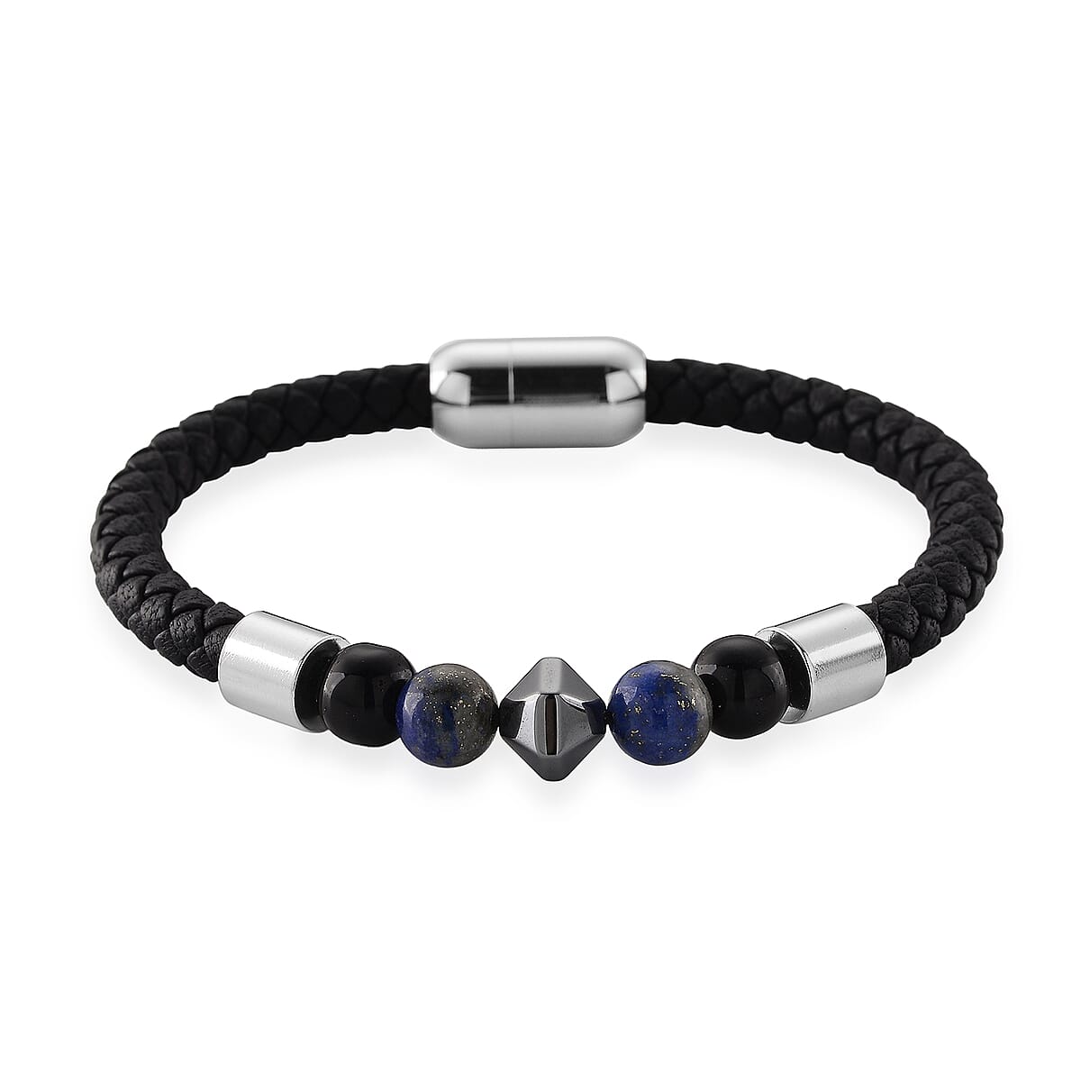 Lapis Lazuli 18.00 ctw Beaded Bracelet in Stainless Steel (8.50 In) image number 3