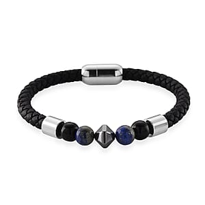 Lapis Lazuli 18.00 ctw Beaded Bracelet in Stainless Steel (8.50 In)