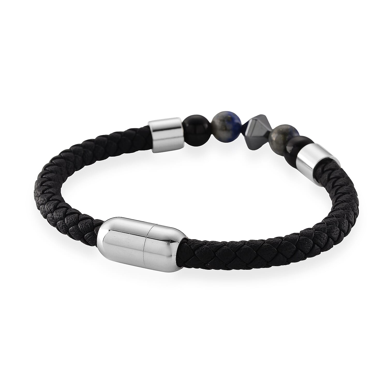 Lapis Lazuli 18.00 ctw Beaded Bracelet in Stainless Steel (8.50 In)