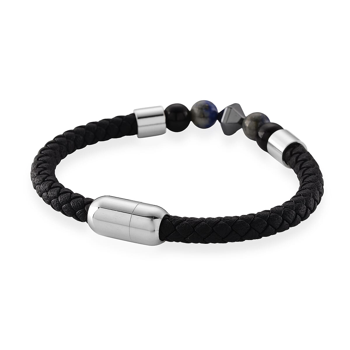 Lapis Lazuli 18.00 ctw Beaded Bracelet in Stainless Steel (8.50 In) image number 4