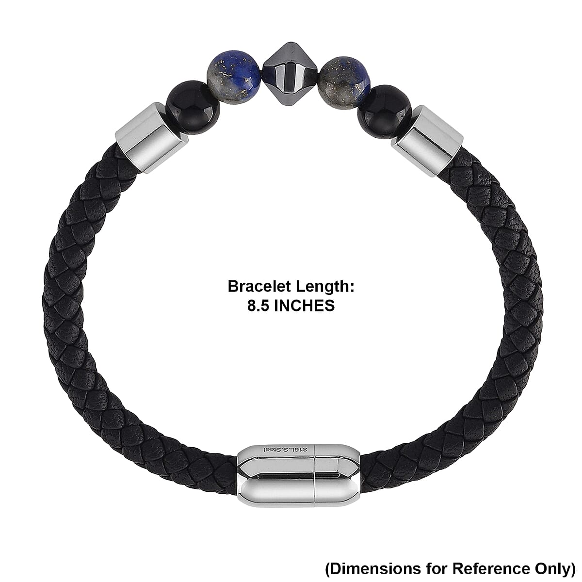 Lapis Lazuli 18.00 ctw Beaded Bracelet in Stainless Steel (8.50 In) image number 5
