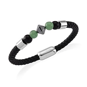 Green Aventurine 18.00 ctw Beaded Bracelet in Stainless Steel (8.50 In)