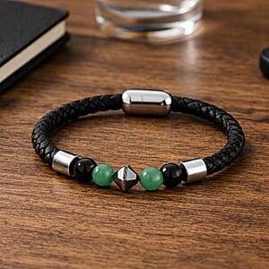 Green Aventurine 18.00 ctw Beaded Bracelet in Stainless Steel (8.50 In)