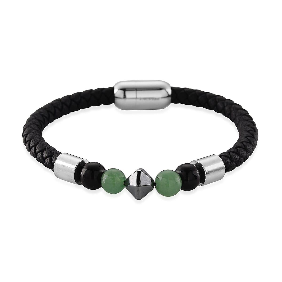 Green Aventurine 18.00 ctw Beaded Bracelet in Stainless Steel (8.50 In) image number 3
