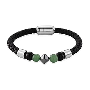 Green Aventurine 18.00 ctw Beaded Bracelet in Stainless Steel (8.50 In)
