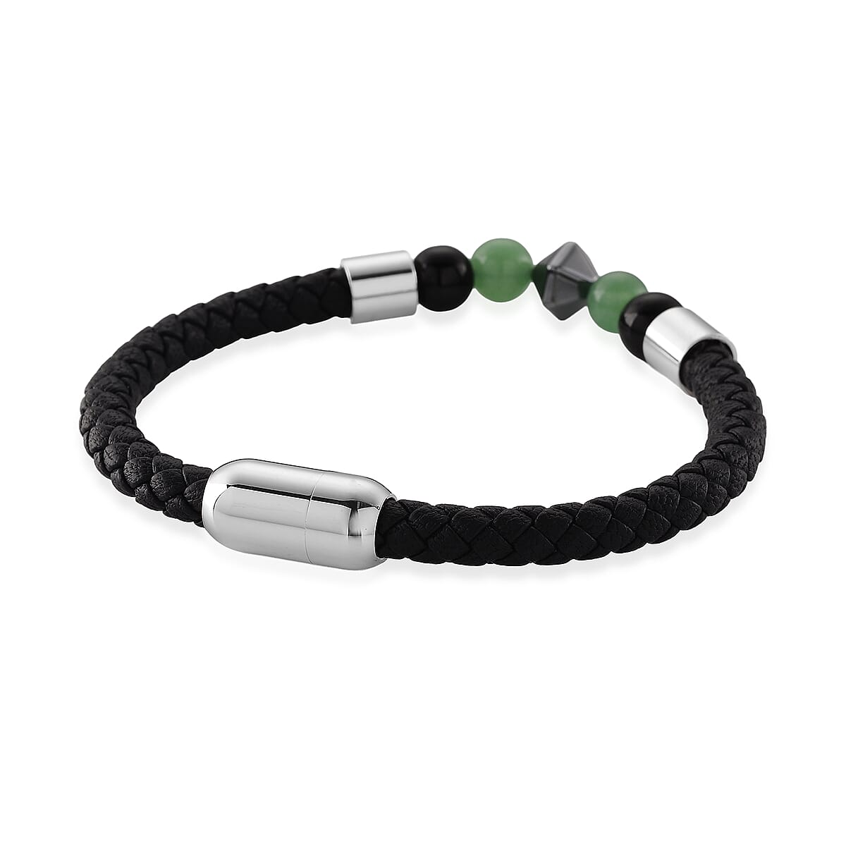 Green Aventurine 18.00 ctw Beaded Bracelet in Stainless Steel (8.50 In) image number 4