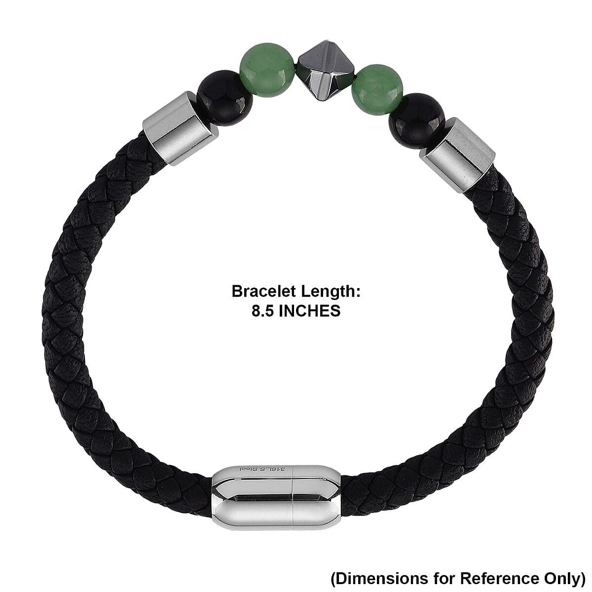 Green Aventurine 18.00 ctw Beaded Bracelet in Stainless Steel (8.50 In) image number 5