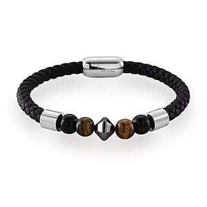 Yellow Tigers Eye 18.00 ctw Beaded Bracelet in Stainless Steel (8.50 In)