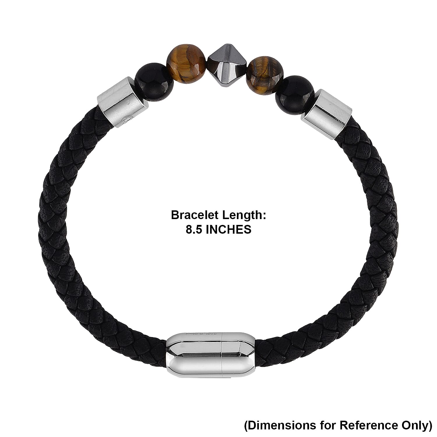 Yellow Tigers Eye 18.00 ctw Beaded Bracelet in Stainless Steel (8.50 In)