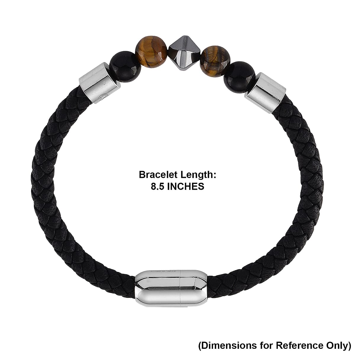 Yellow Tigers Eye 18.00 ctw Beaded Bracelet in Stainless Steel (8.50 In) image number 5