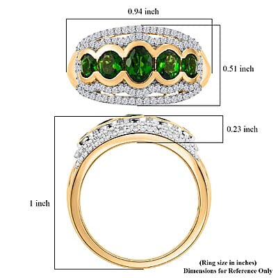 D'Joy Chrome Diopside and Moissanite 2.10 ctw Bloom Line Halo Ring in 18K Vermeil Yellow Gold Over Sterling Silver (Size 10.0)