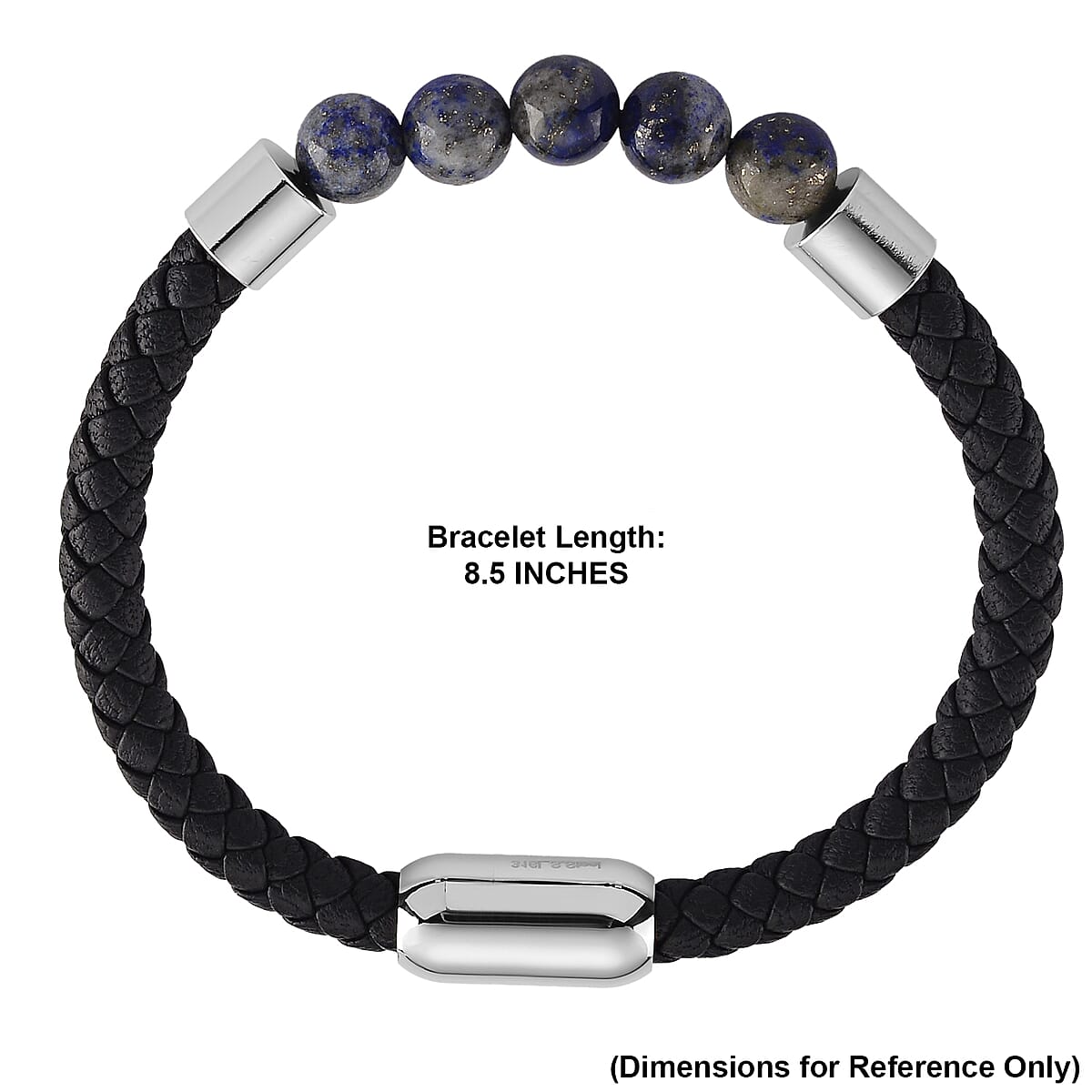 Lapis Lazuli 15.00 ctw Beaded Bracelet in Stainless Steel (8.25 In) image number 5