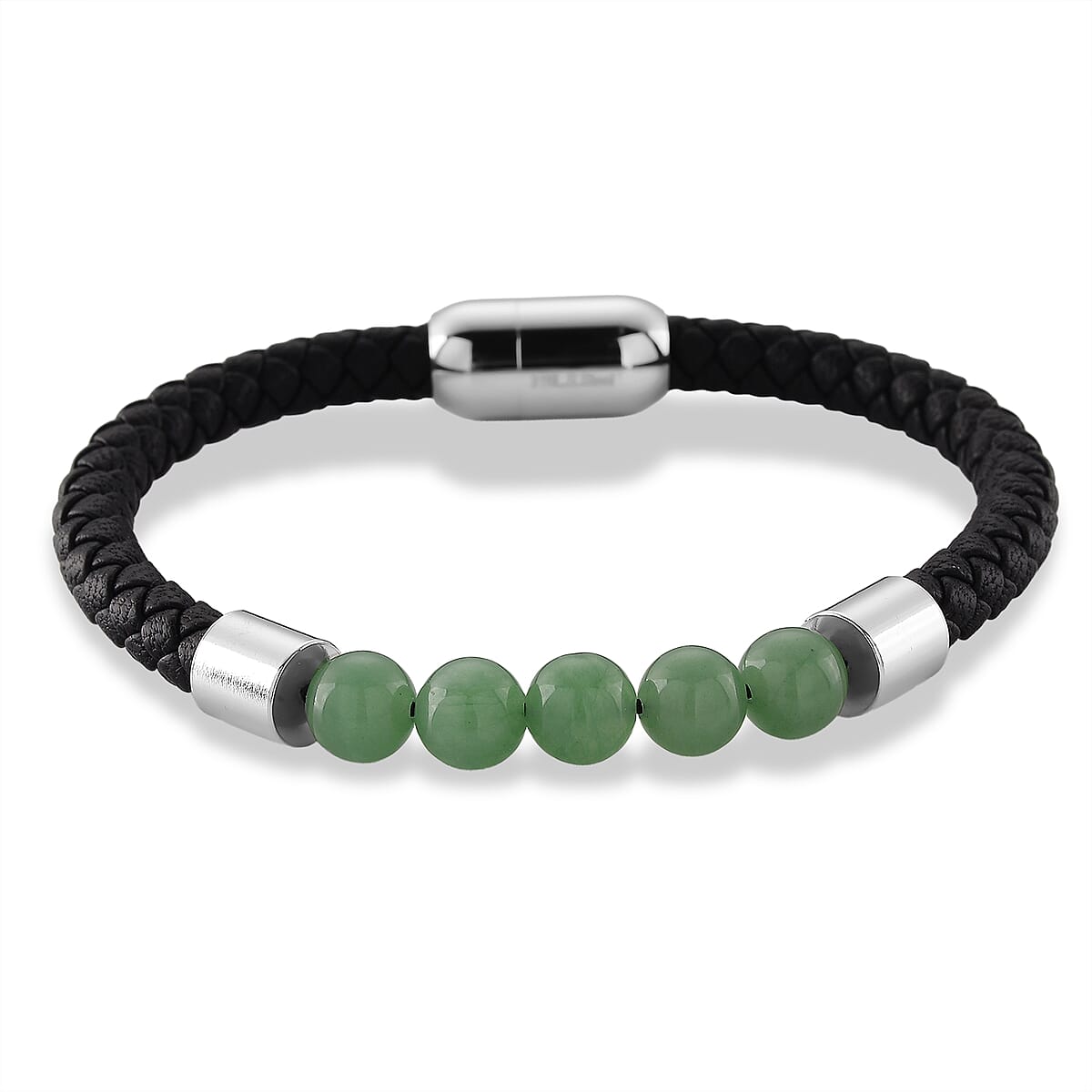 Green Aventurine 15.00 ctw Beaded Bracelet in Stainless Steel (8.25 In) image number 3